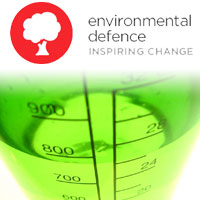 Environmental Defence logo and water bottle