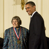 President Barack Obama and Yvonne Brill