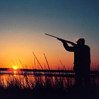 Hunter in sunset