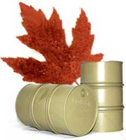 oil barrels with maple leaf