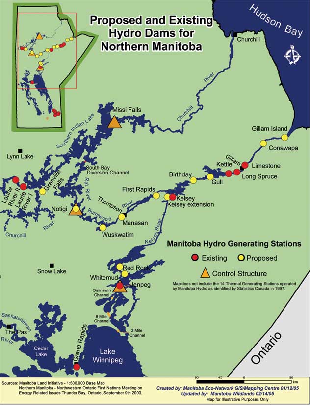 Manitoba Hydro Generation Stations Map